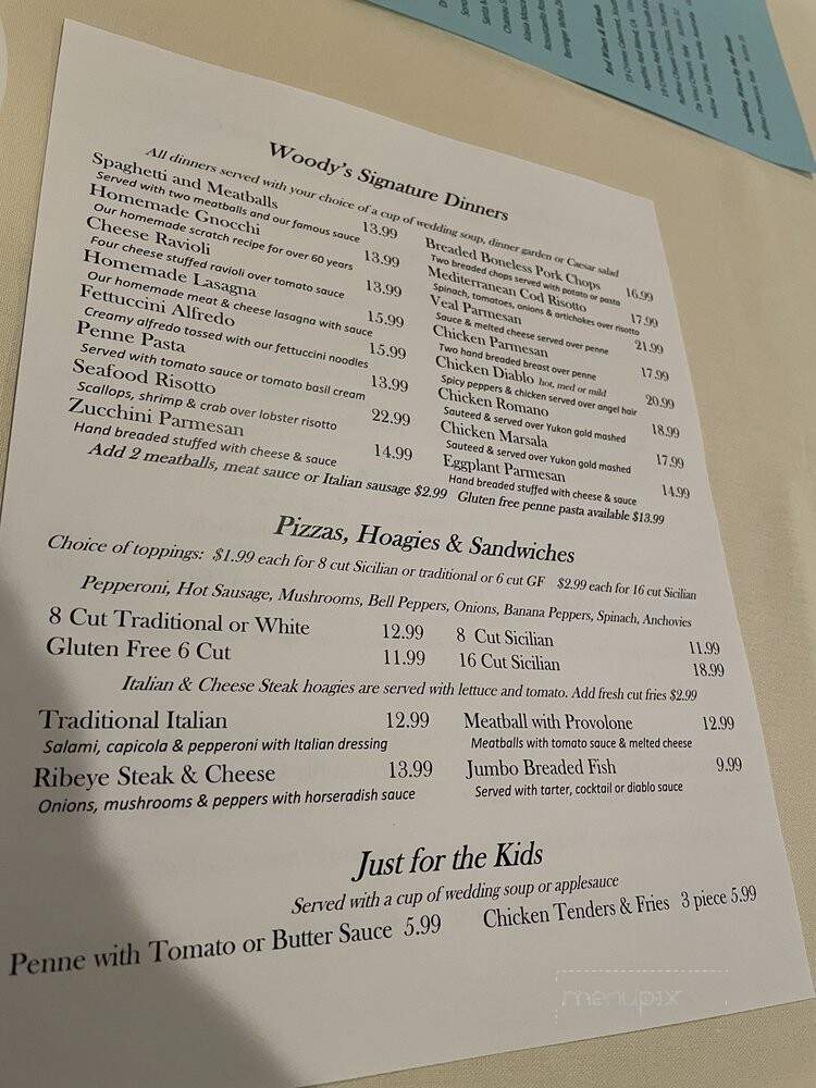 Woody's Piazza Bar - Irwin, PA menu_pic