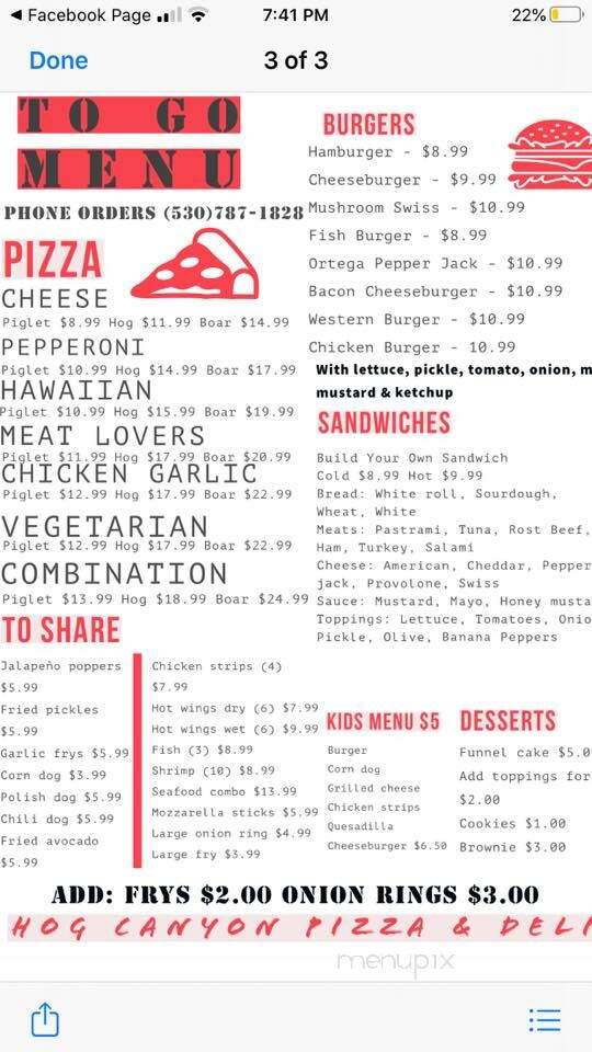 Hog Canyon Pizza/Deli - Esparto, CA