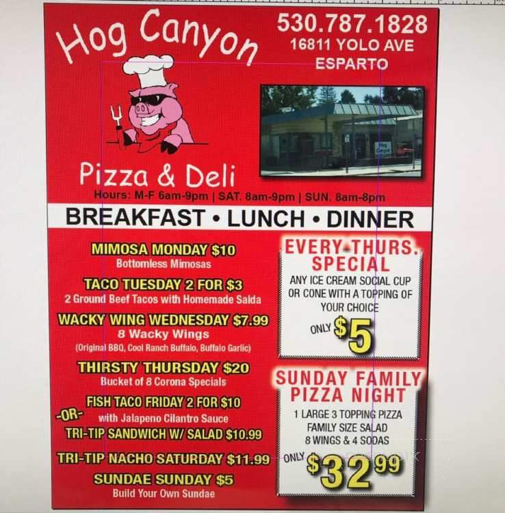 Hog Canyon Pizza/Deli - Esparto, CA