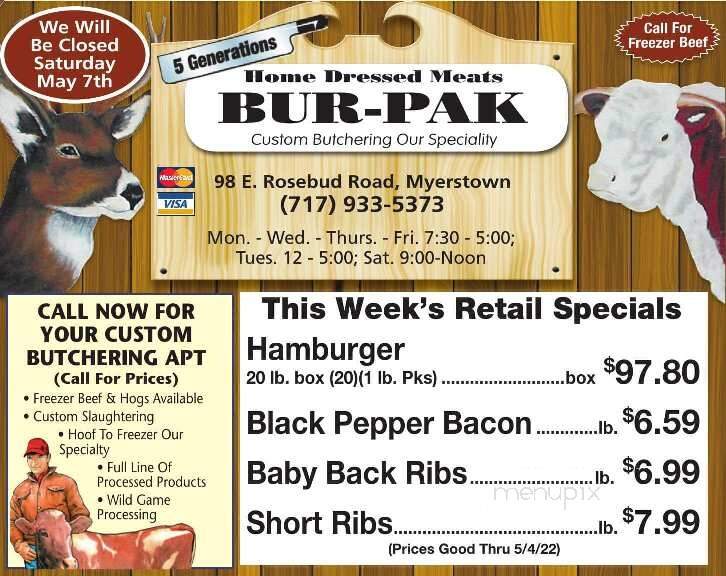 Bur-Pak Family Foods - Myerstown, PA menu_pic