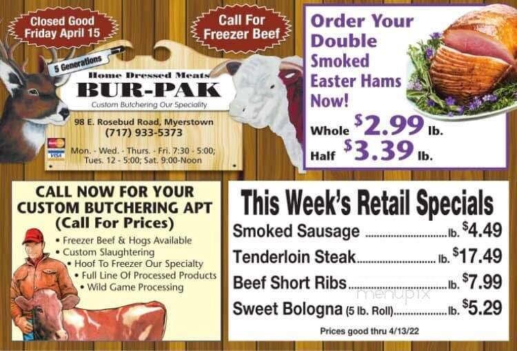 Bur-Pak Family Foods - Myerstown, PA menu_pic