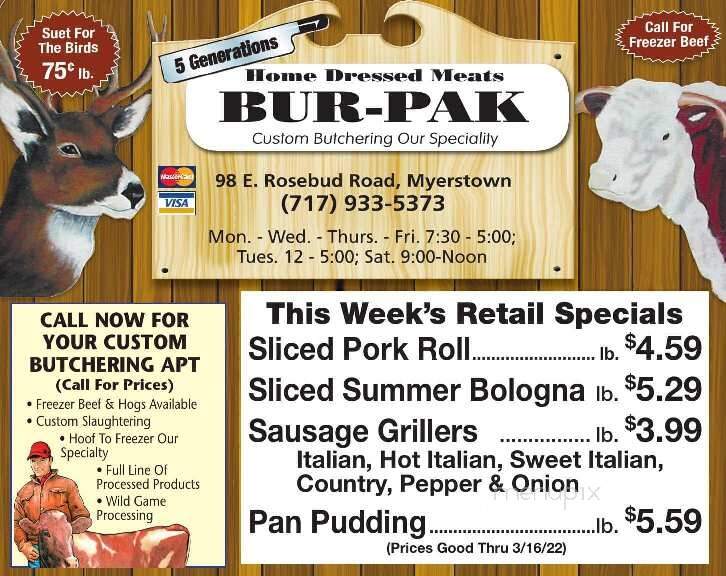 Bur-Pak Family Foods - Myerstown, PA menu_pic