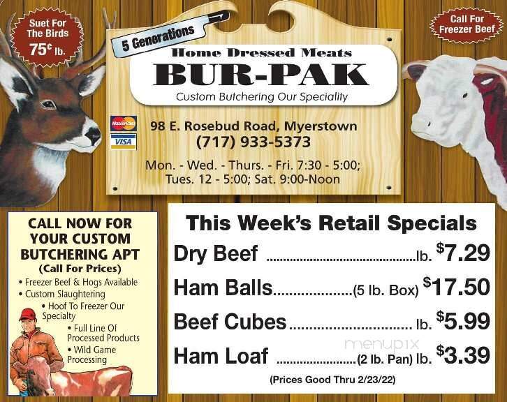 Bur-Pak Family Foods - Myerstown, PA menu_pic