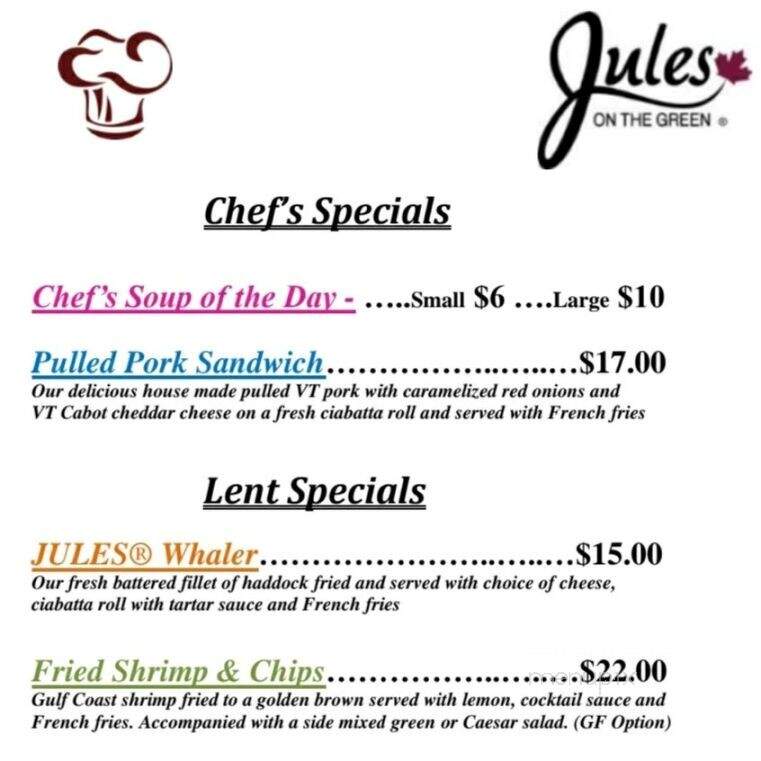 Jules on the Green - Essex, VT menu_pic