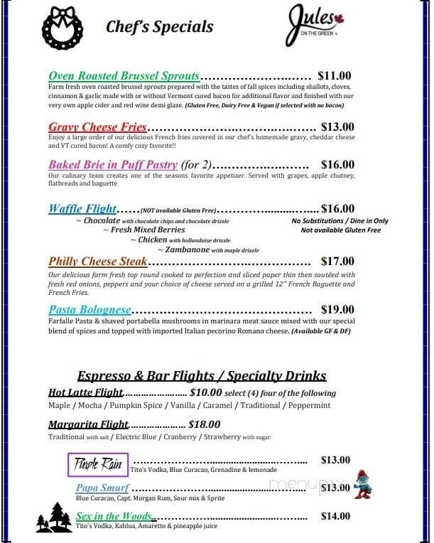 Jules on the Green - Essex, VT menu_pic