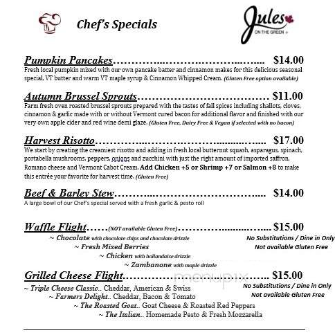 Jules on the Green - Essex, VT menu_pic