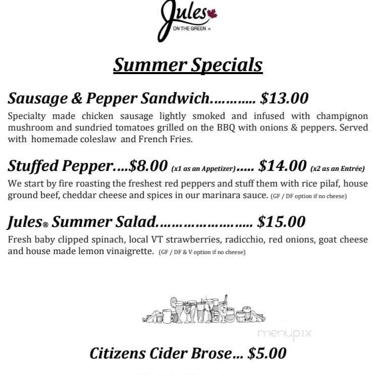 Jules on the Green - Essex, VT menu_pic
