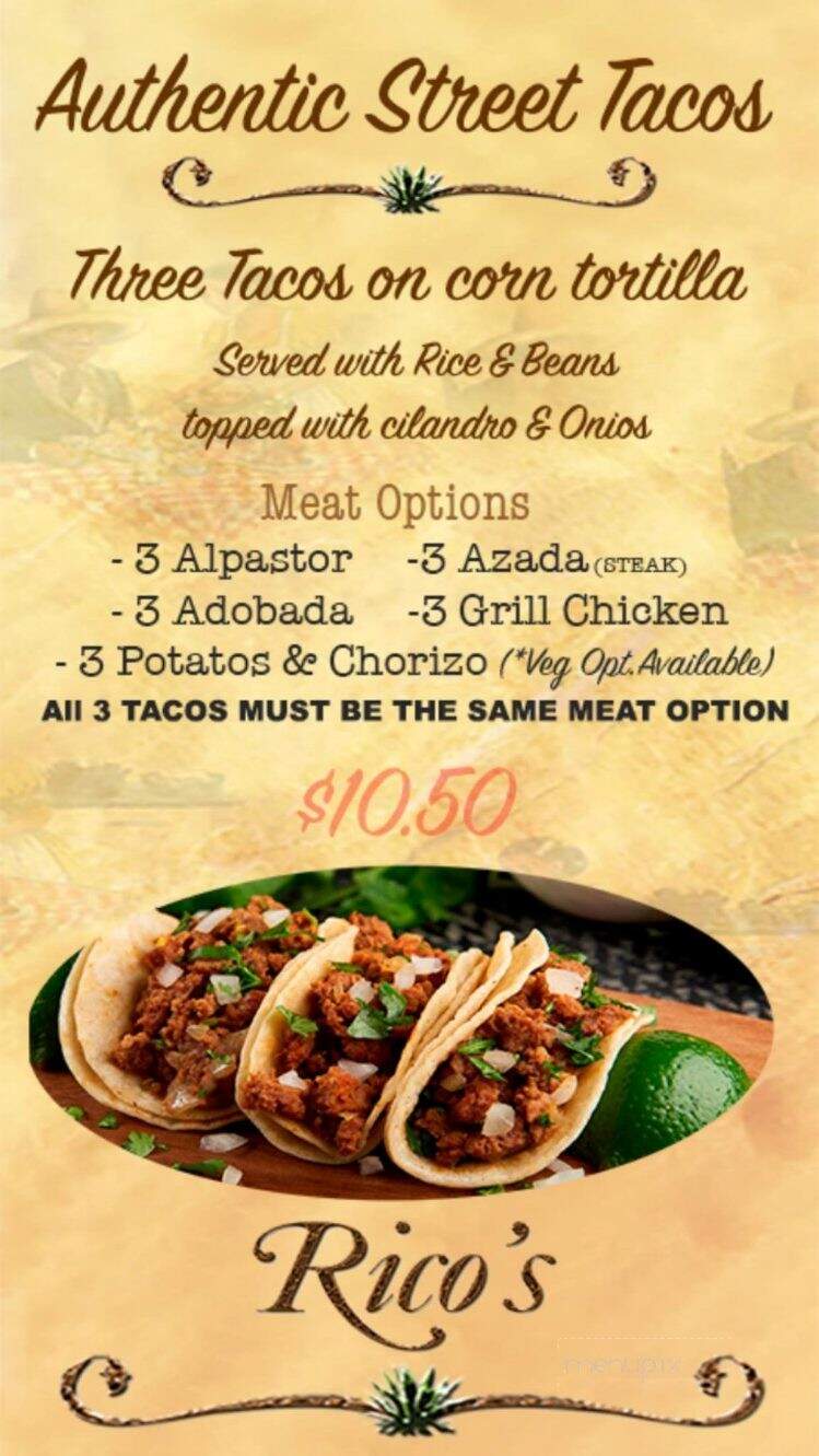 Rico's Mexican Grill - Henrico, VA menu_pic