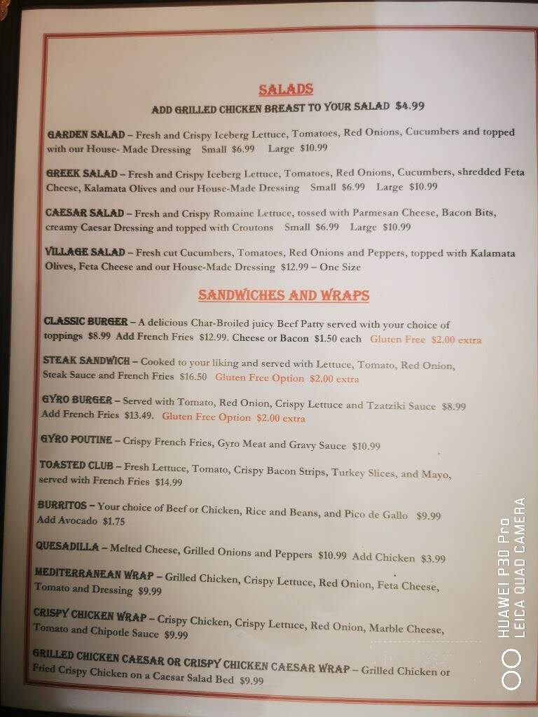 Melina's Grill - Baden, ON menu_pic