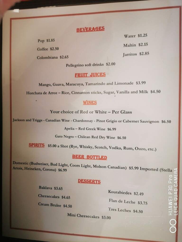 Melina's Grill - Baden, ON menu_pic