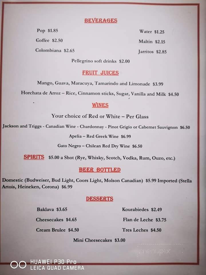 Melina's Grill - Baden, ON menu_pic