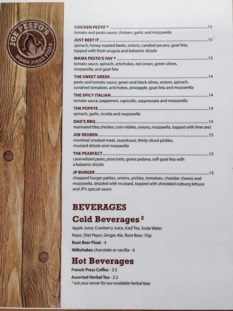 Joe Pesto's Woodfired Pizzeria - Squamish, BC menu_pic