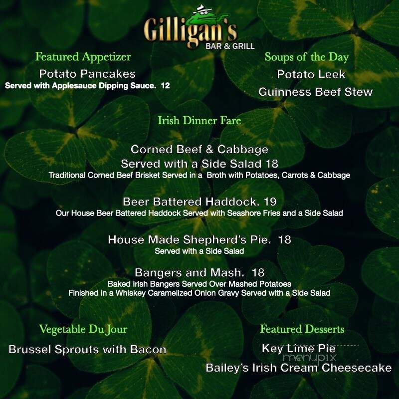 Gilligan's Bar and Grill - Mechanicsburg, PA menu_pic