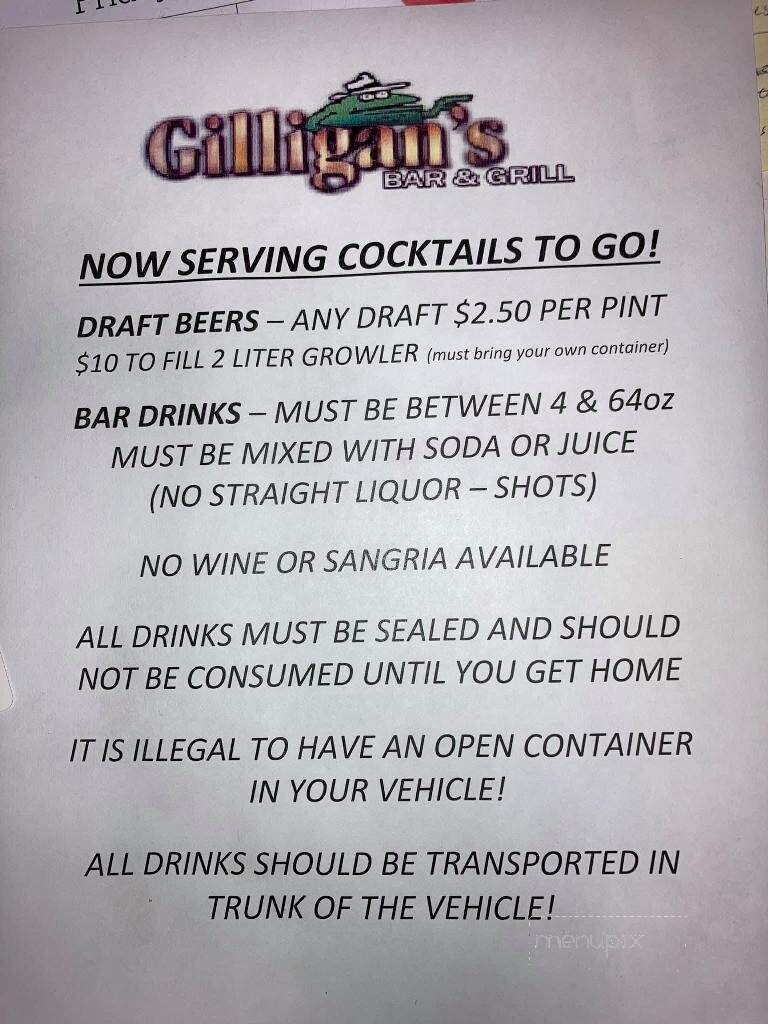 Gilligan's Bar and Grill - Mechanicsburg, PA menu_pic