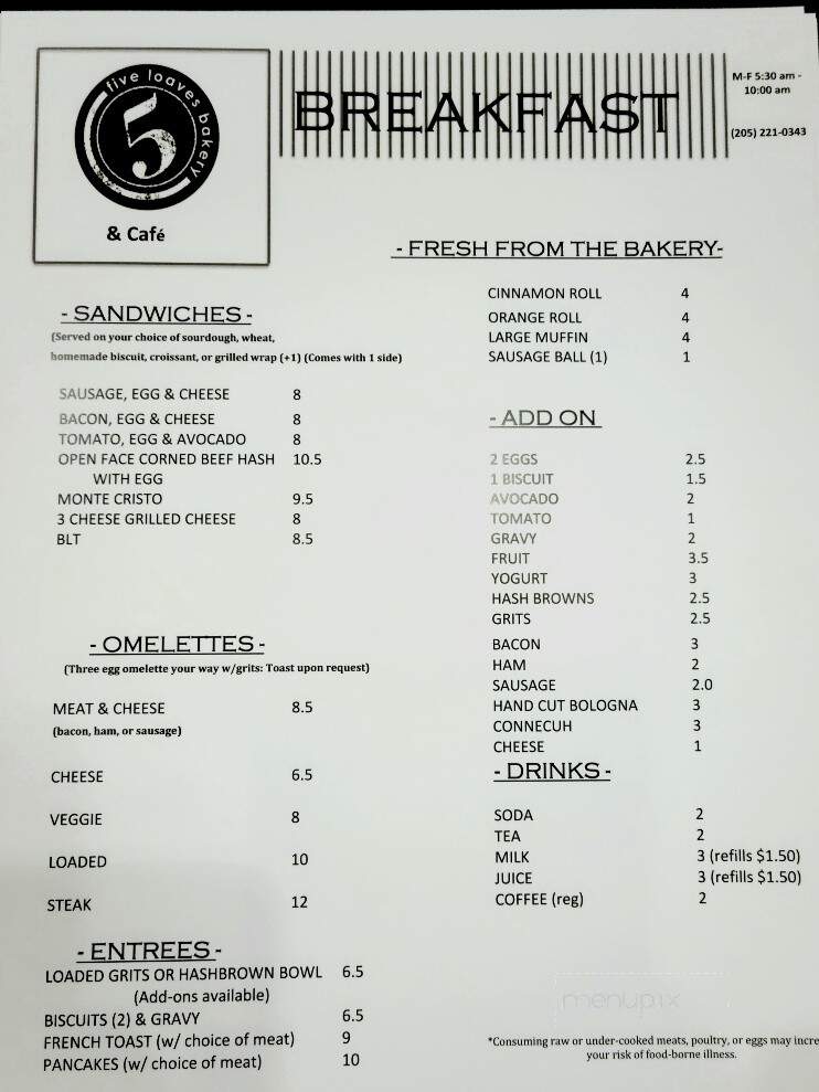 Five Loaves Bakery - Jasper, AL menu_pic