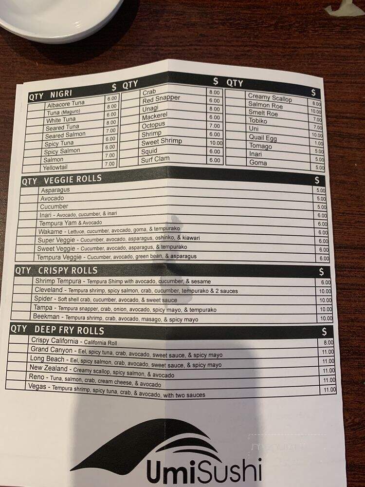 Umi Sushi - White City, OR menu_pic