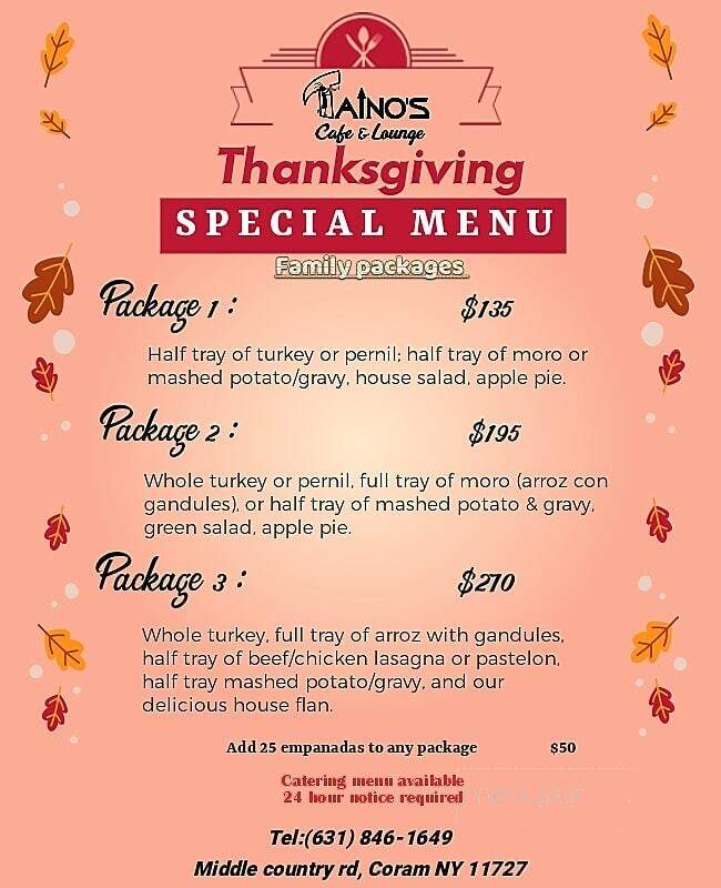Tainos Cafe & Lounge - Coram, NY menu_pic