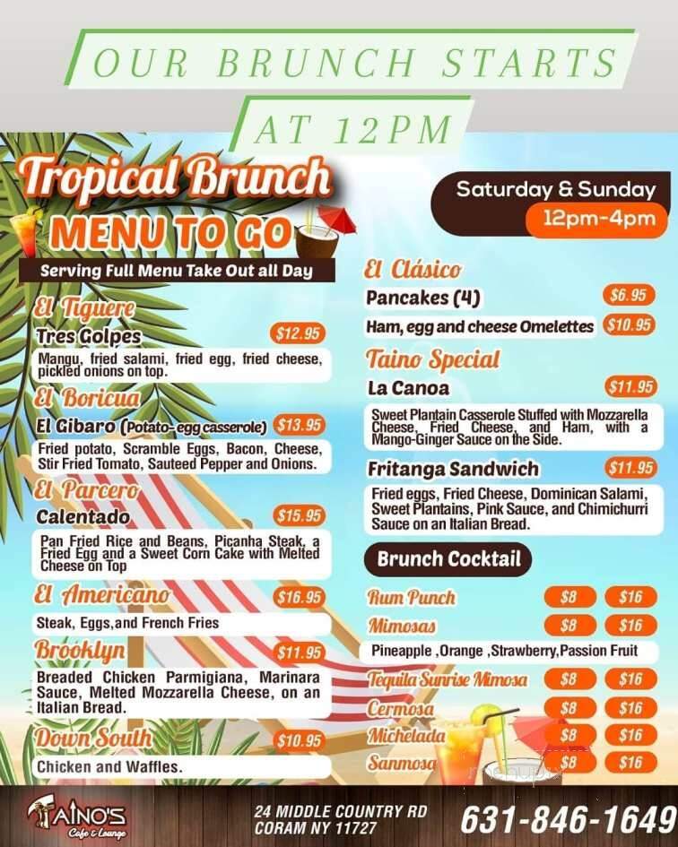 Tainos Cafe & Lounge - Coram, NY menu_pic