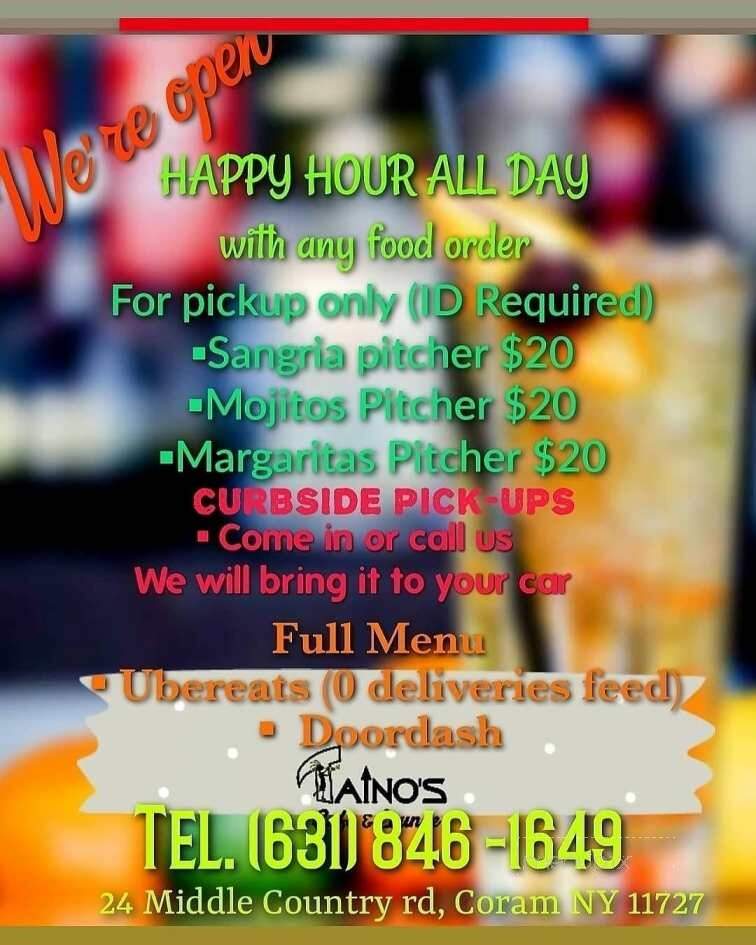Tainos Cafe & Lounge - Coram, NY menu_pic