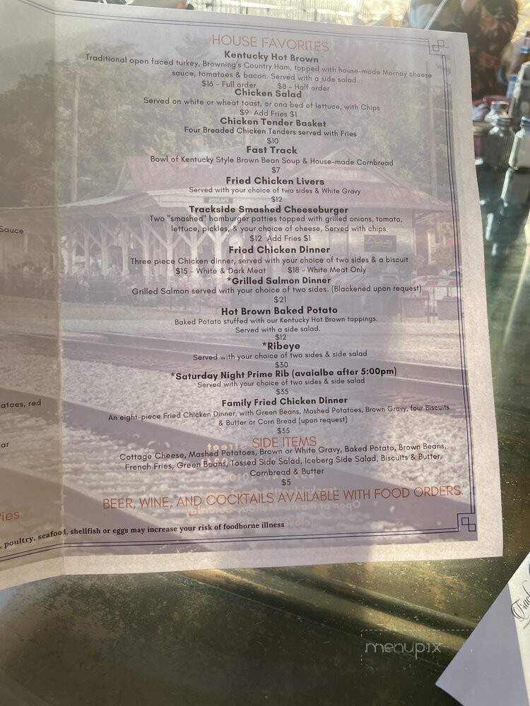 Trackside - Paris, KY menu_pic