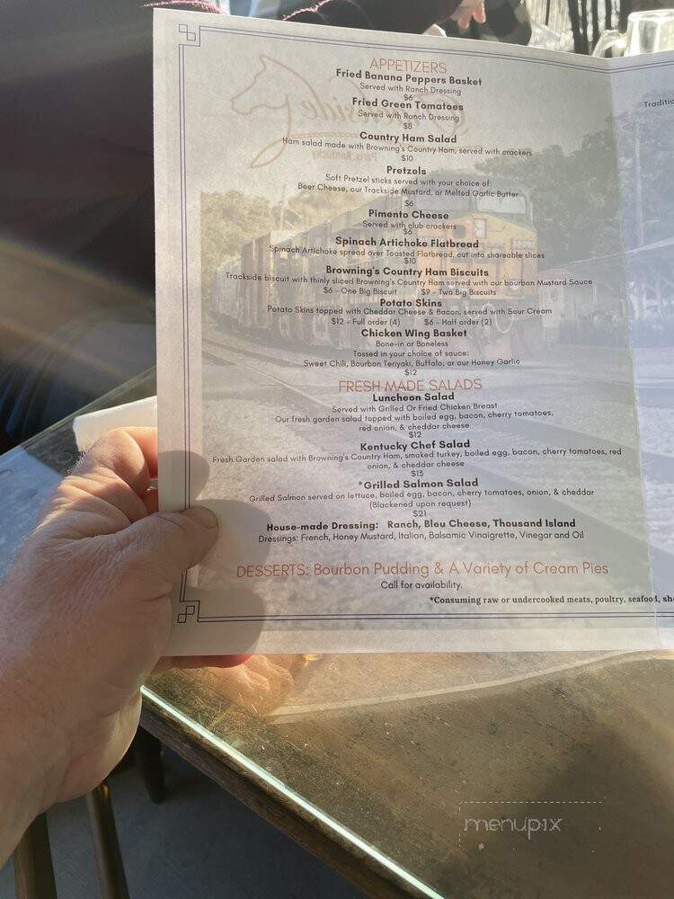 Trackside - Paris, KY menu_pic