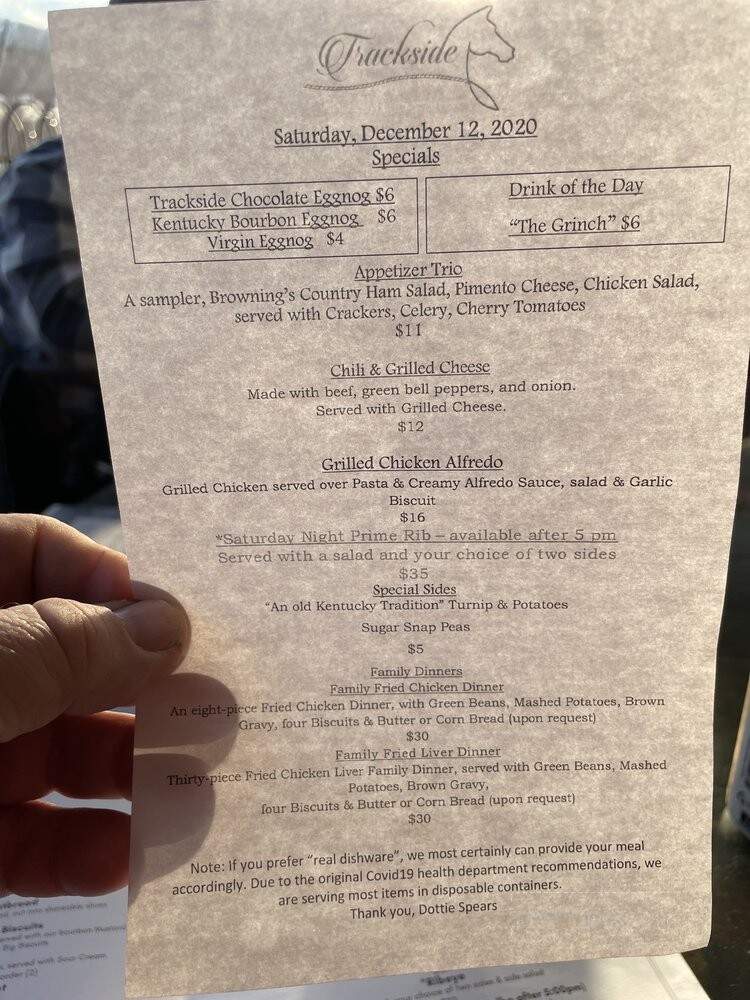 Trackside - Paris, KY menu_pic