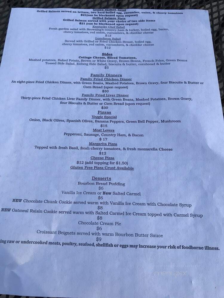 Trackside - Paris, KY menu_pic
