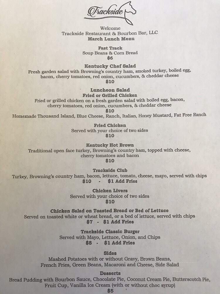 Trackside - Paris, KY menu_pic
