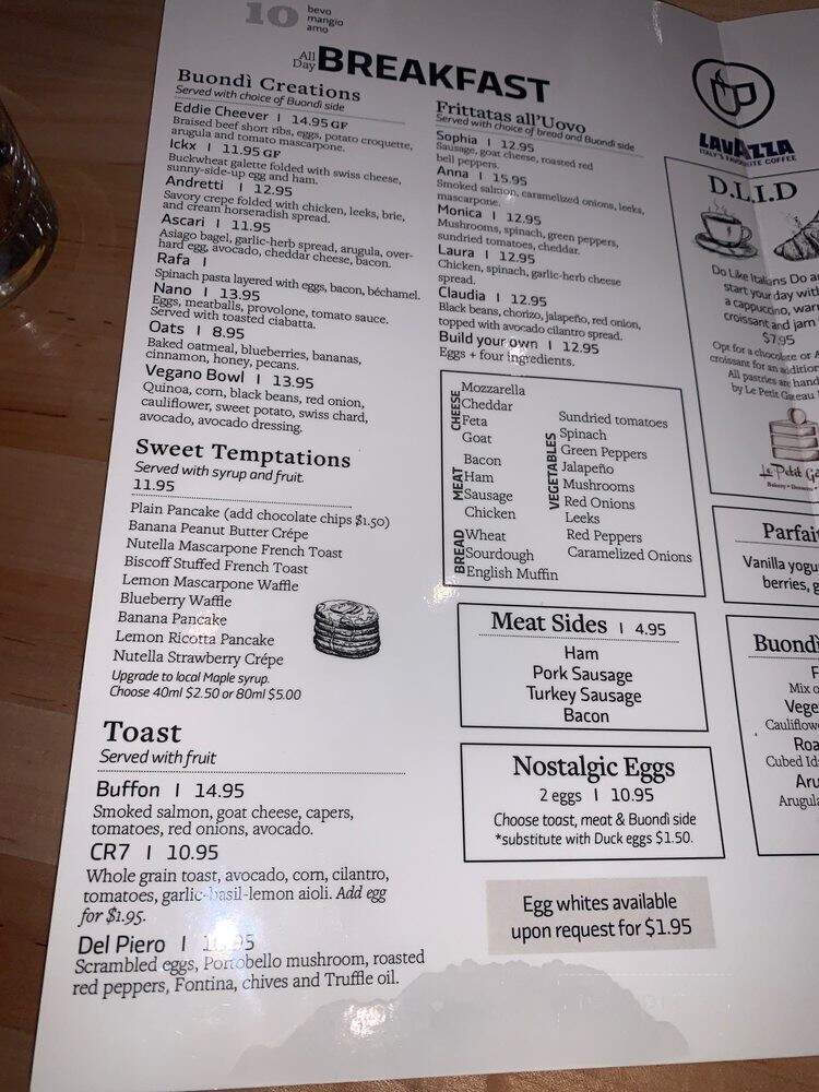 Caffe Buondi - Carmel, IN menu_pic