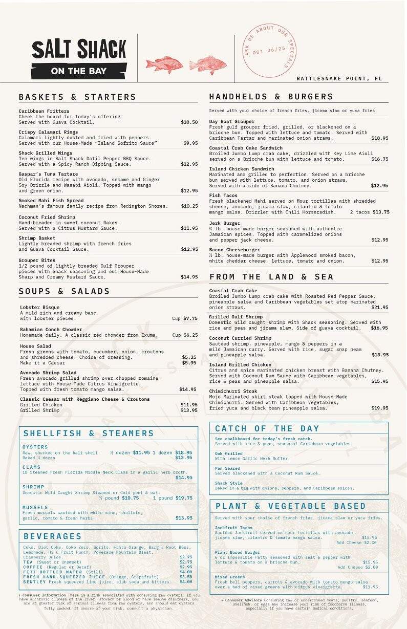 Salt Shack on the Bay - Tampa, FL menu_pic