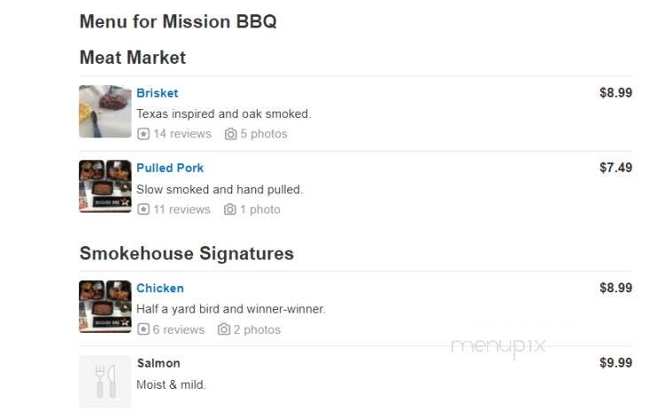Mission Barbecue - Camp Hill, PA menu_pic