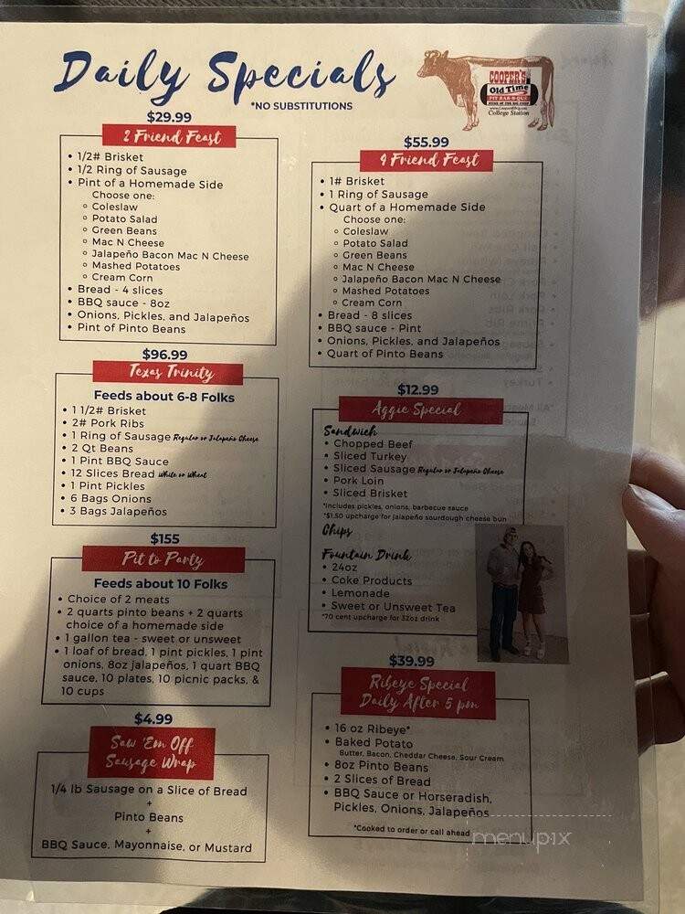 Cooper's Old Time Pit BBQ - College Station, TX menu_pic