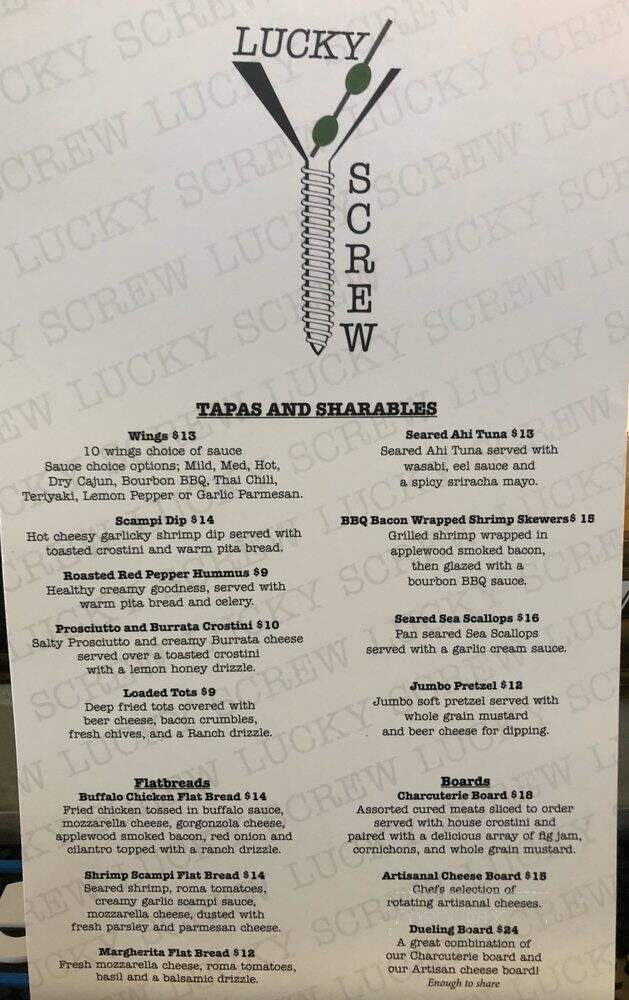 The Lucky Screw - Fort Myers, FL menu_pic
