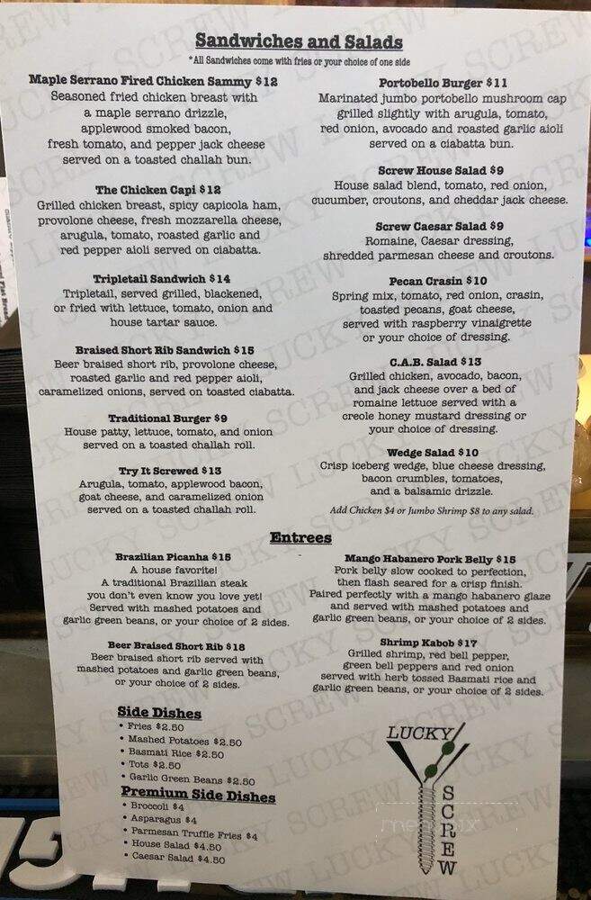 The Lucky Screw - Fort Myers, FL menu_pic