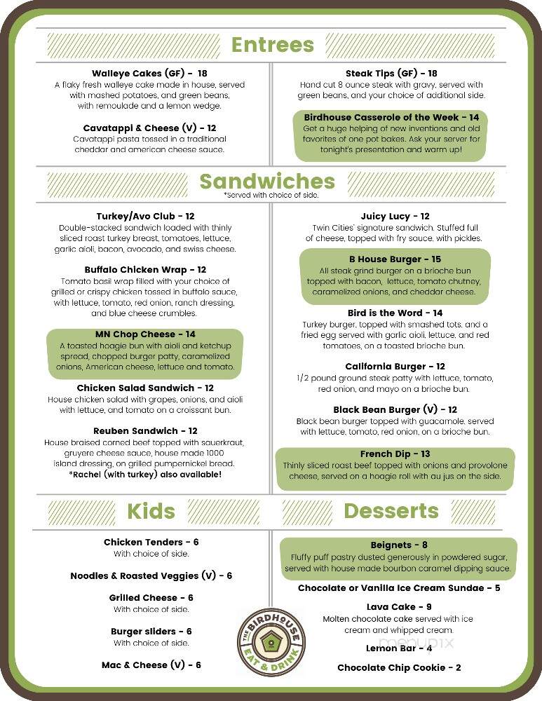 The Birdhouse Eat & Drink - Robbinsdale, MN menu_pic