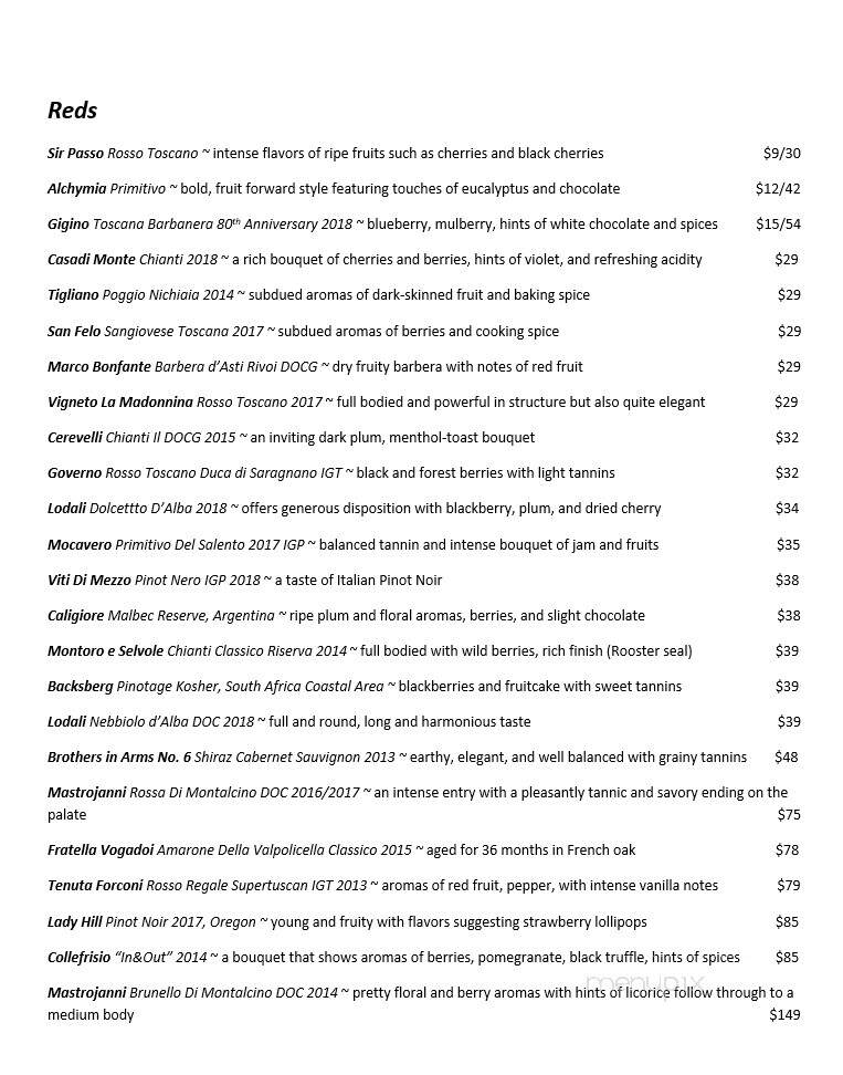 Pesto Bistro and Wine Bar - Bradenton, FL menu_pic