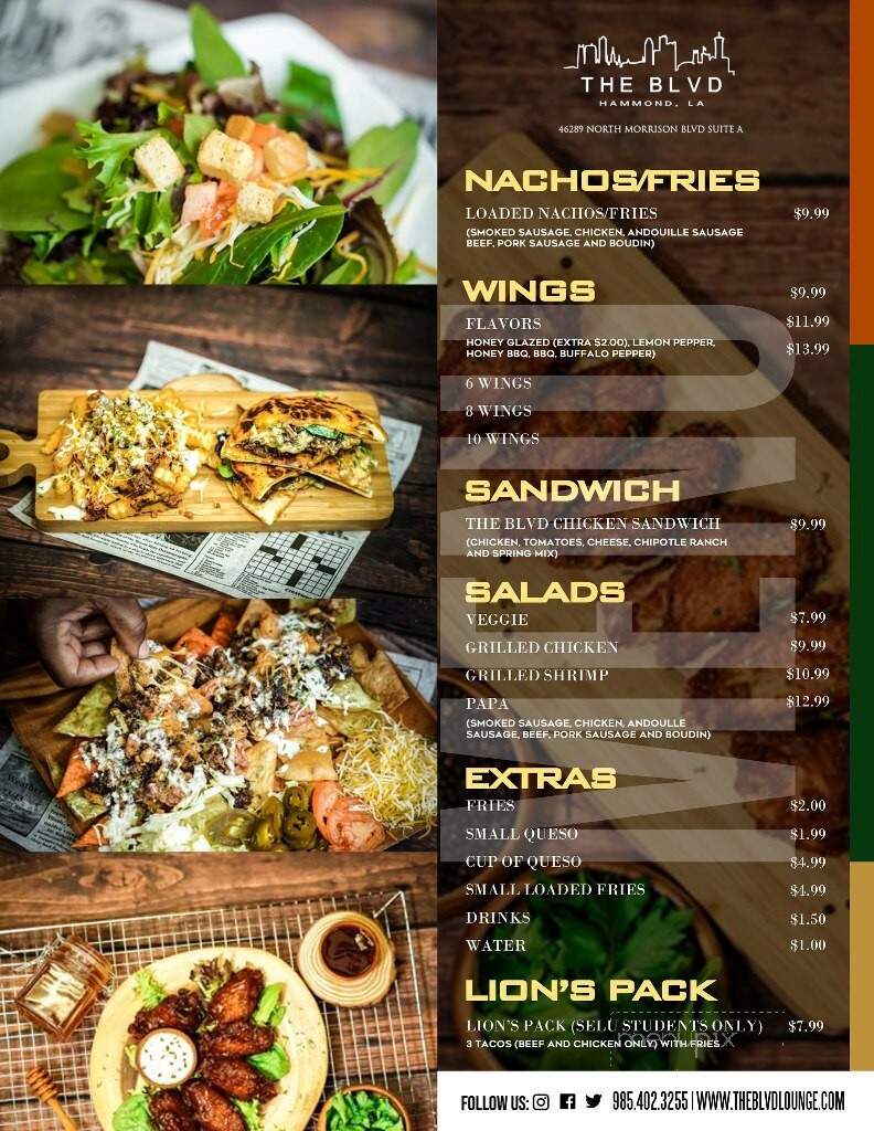 The Blvd Lounge & Grill - Hammond, LA menu_pic