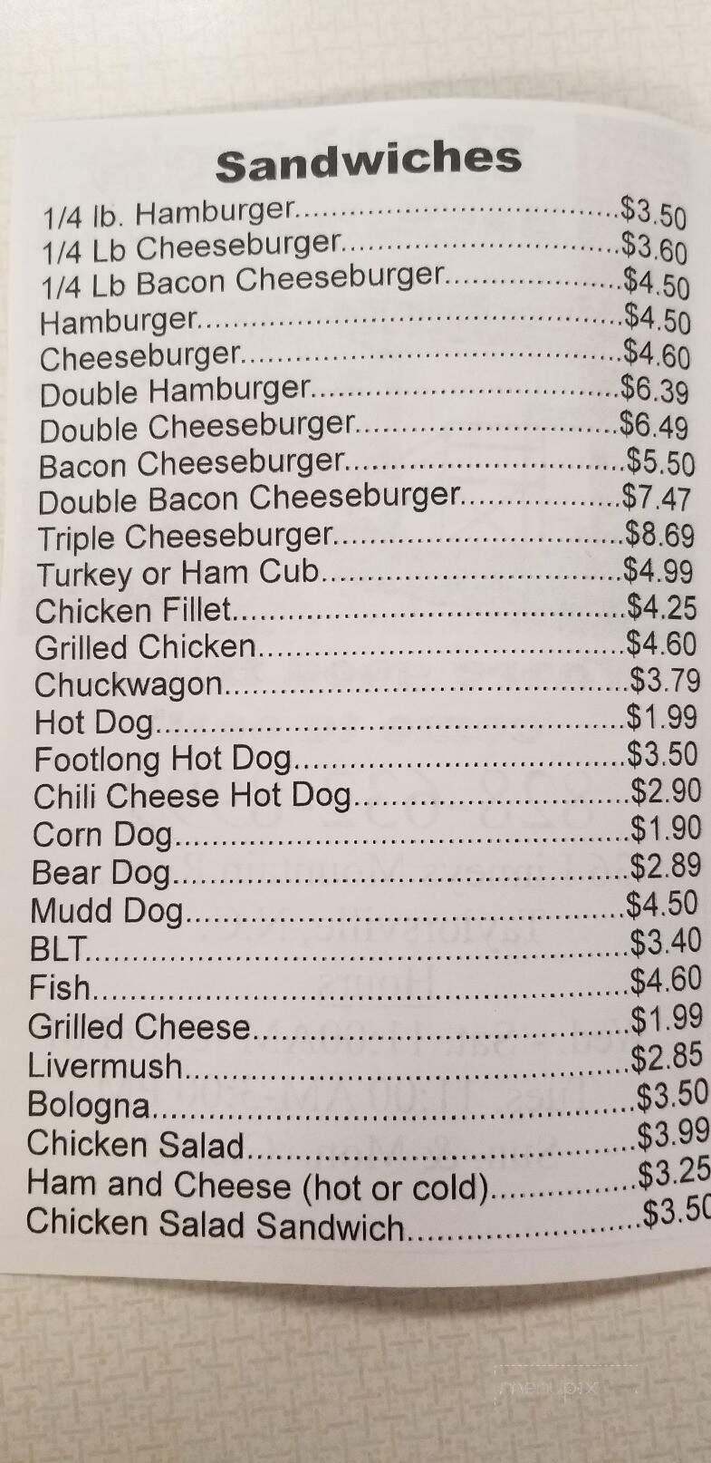 Hollar's Backstreet Grill - Taylorsville, NC menu_pic