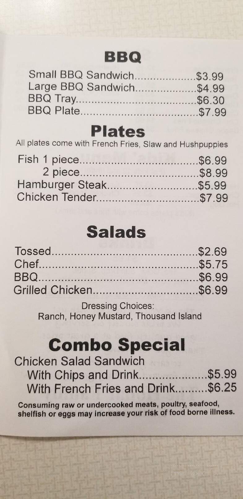 Hollar's Backstreet Grill - Taylorsville, NC menu_pic