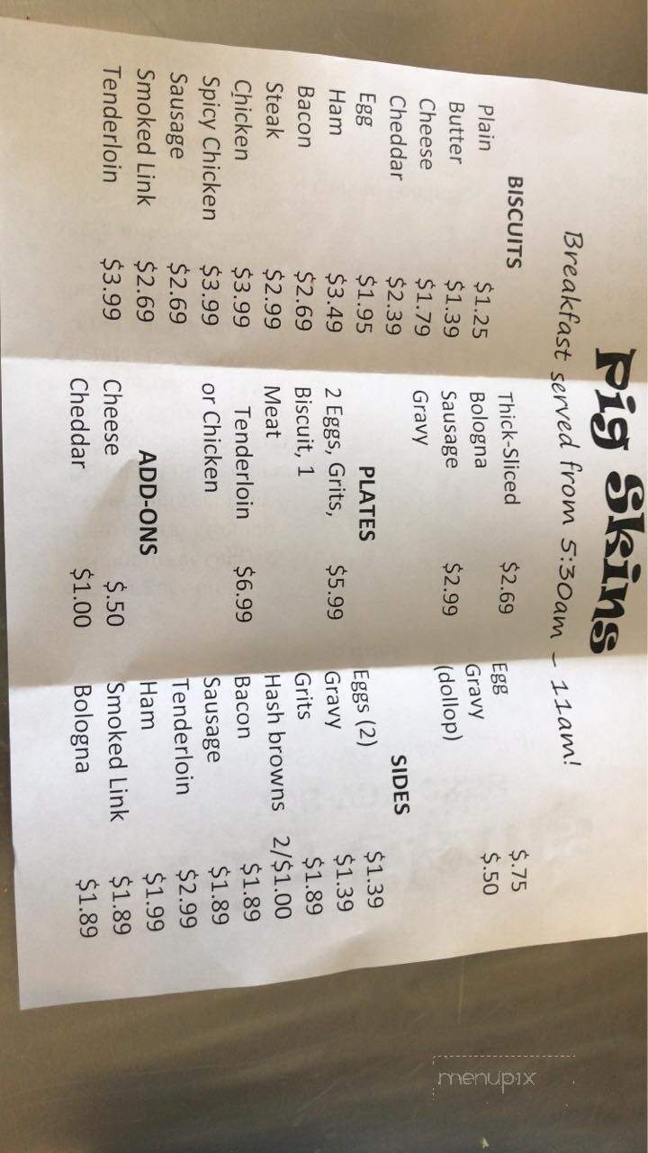 Pig Skins BBQ - Danielsville, GA menu_pic
