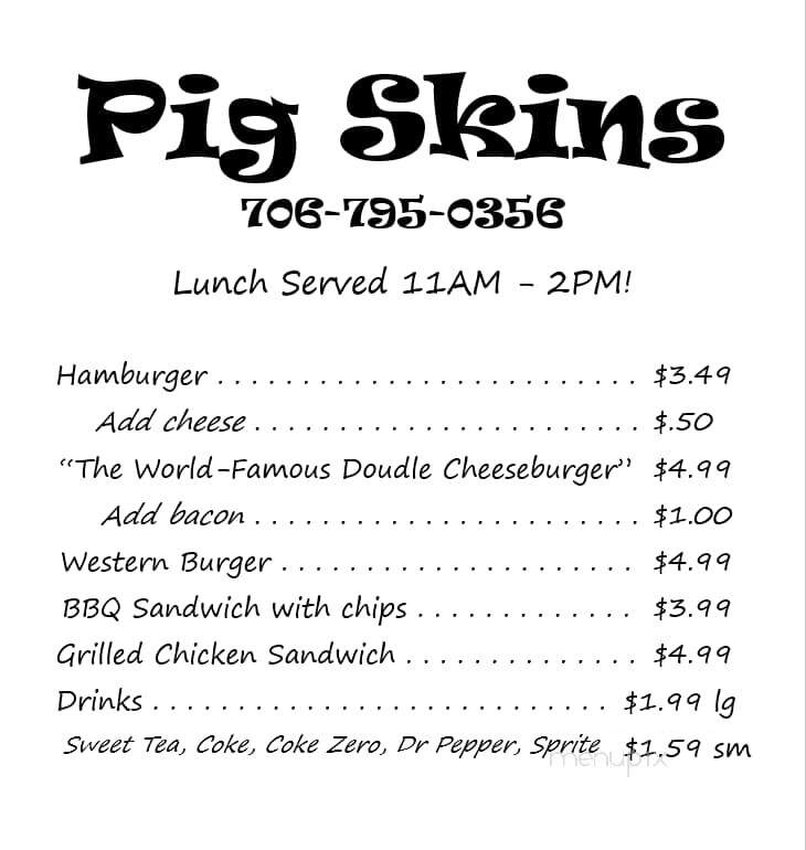 Pig Skins BBQ - Danielsville, GA menu_pic