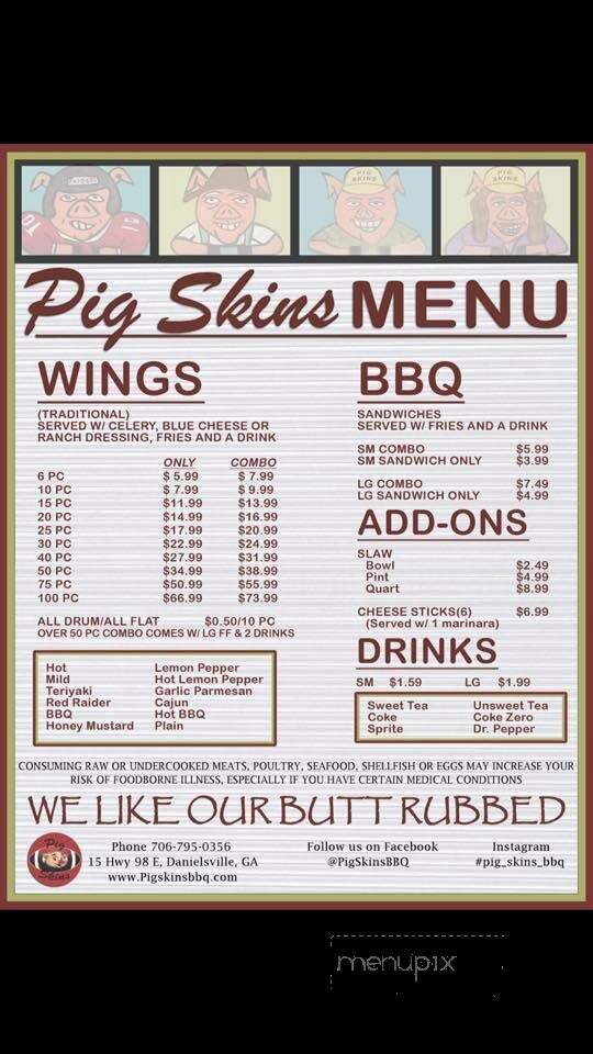 Pig Skins BBQ - Danielsville, GA menu_pic
