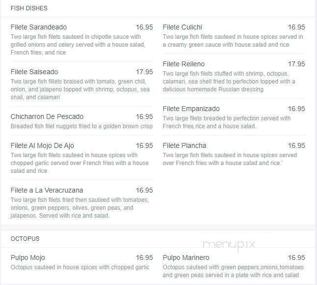 Mariscos Culichi - Tucson, AZ menu_pic