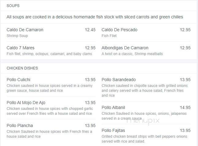 Mariscos Culichi - Tucson, AZ menu_pic