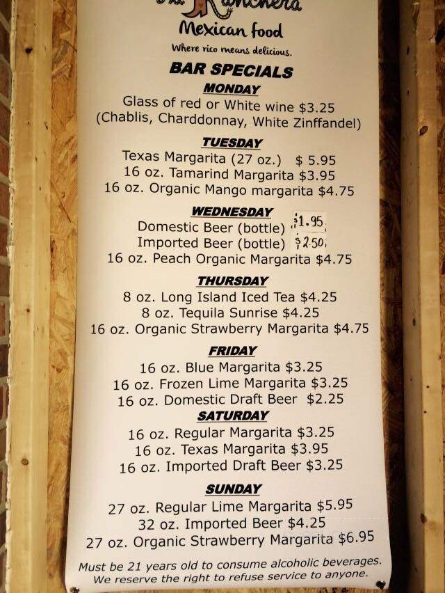 La Ranchera - Danville, IN menu_pic