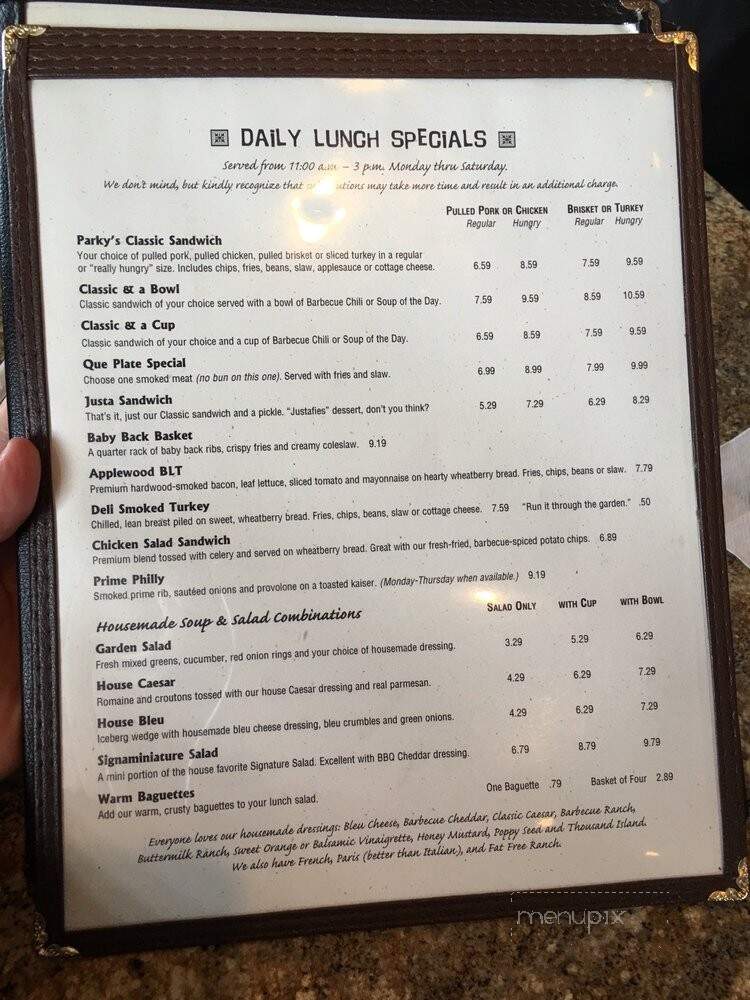 Parky's Smokehouse - Lebanon, IN menu_pic