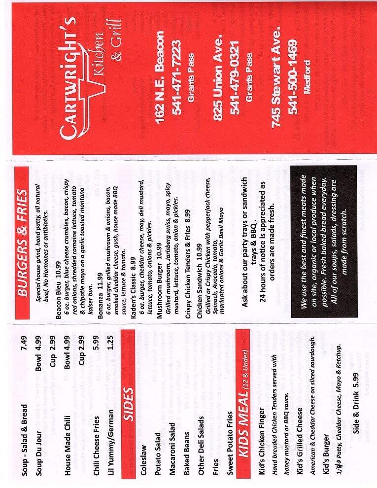 Cartwright's Deli - Grants Pass, OR menu_pic