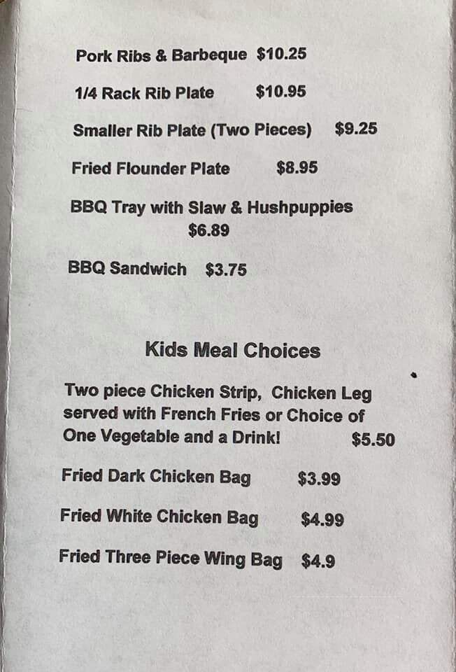 Stormin' Norman's Barbecue & Chicken - Kenly, NC menu_pic