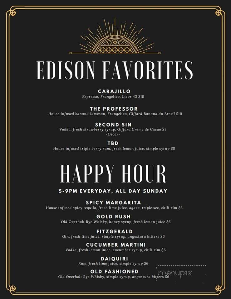 The Edison Experiment - San Antonio, TX menu_pic