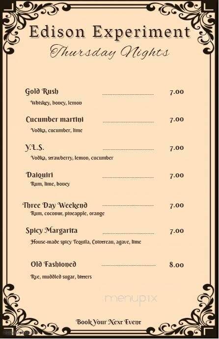 The Edison Experiment - San Antonio, TX menu_pic
